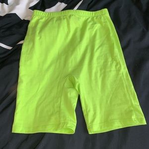 Neon green biker shorts